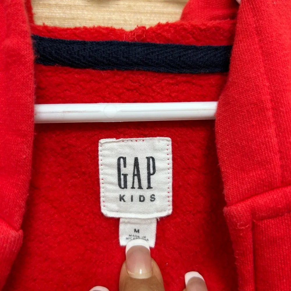 Gap Kids Boys Red Full Zip Arch Logo Hoodie Sweatshirt Size M Medium 5797